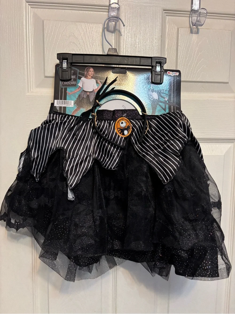 NEW Jack Skellington Black Striped Tulle  Skirt with Headband